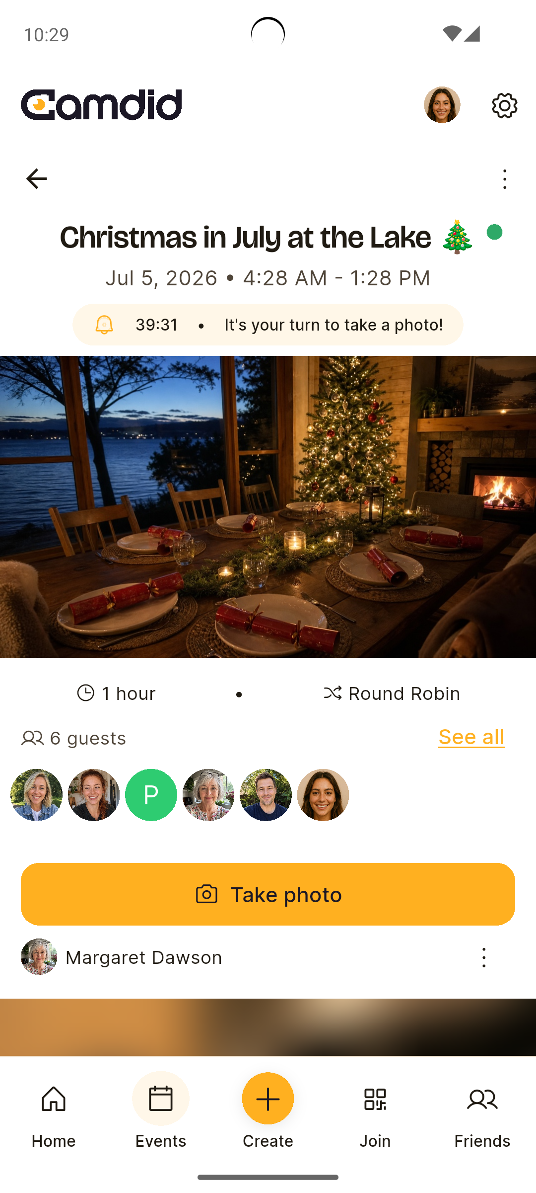 Camdid "It's your turn" camera screen with countdown